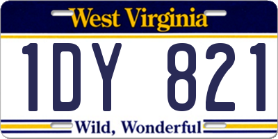 WV license plate 1DY821