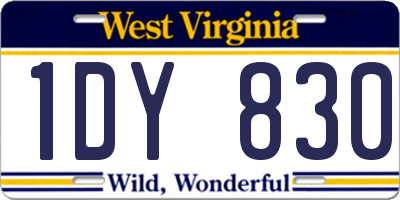 WV license plate 1DY830