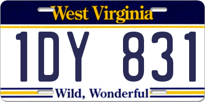 WV license plate 1DY831