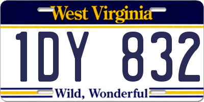 WV license plate 1DY832