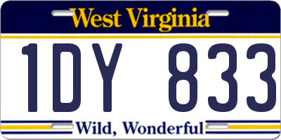 WV license plate 1DY833