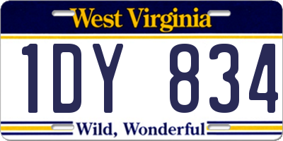 WV license plate 1DY834