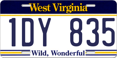 WV license plate 1DY835