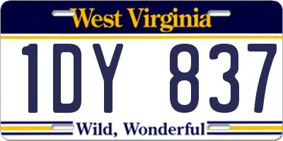 WV license plate 1DY837