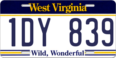 WV license plate 1DY839