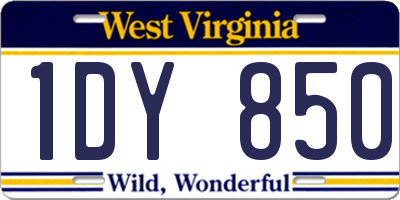 WV license plate 1DY850