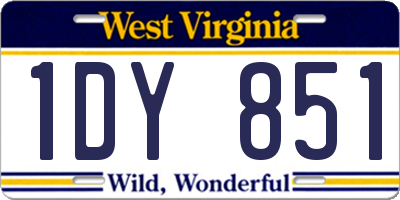 WV license plate 1DY851