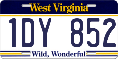 WV license plate 1DY852