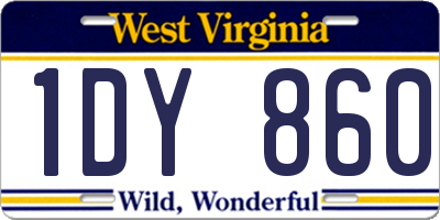 WV license plate 1DY860