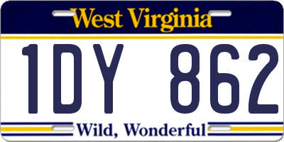 WV license plate 1DY862