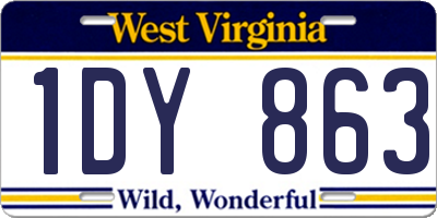 WV license plate 1DY863