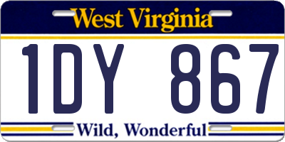 WV license plate 1DY867