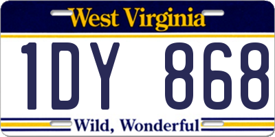 WV license plate 1DY868