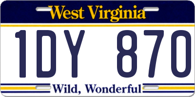 WV license plate 1DY870