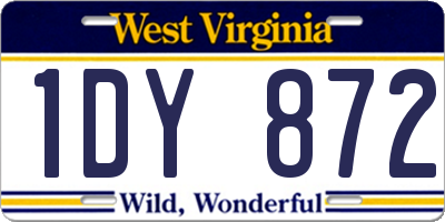 WV license plate 1DY872