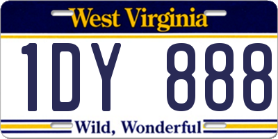 WV license plate 1DY888
