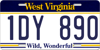 WV license plate 1DY890