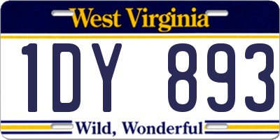WV license plate 1DY893