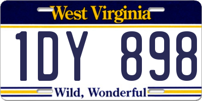 WV license plate 1DY898