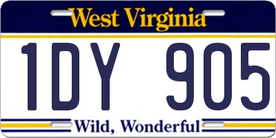 WV license plate 1DY905