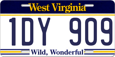 WV license plate 1DY909