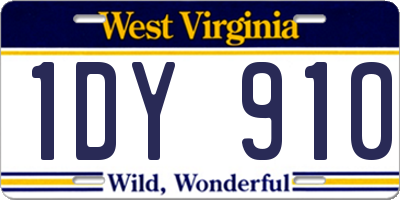 WV license plate 1DY910