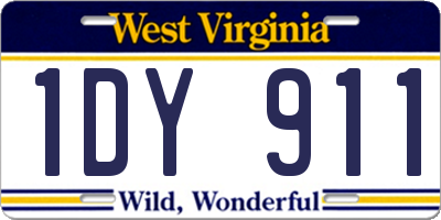 WV license plate 1DY911