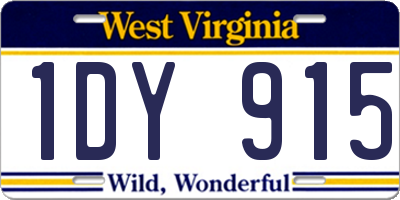 WV license plate 1DY915