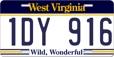 WV license plate 1DY916