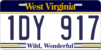 WV license plate 1DY917
