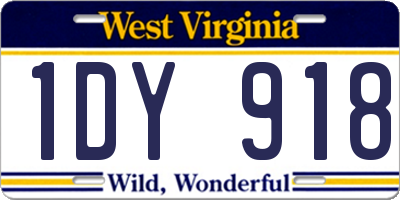 WV license plate 1DY918