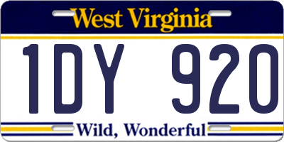 WV license plate 1DY920