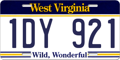 WV license plate 1DY921