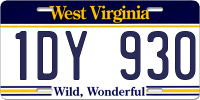 WV license plate 1DY930