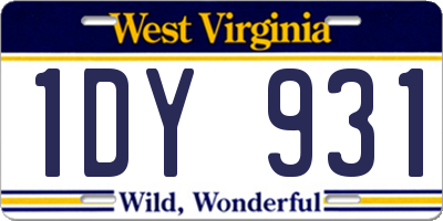 WV license plate 1DY931