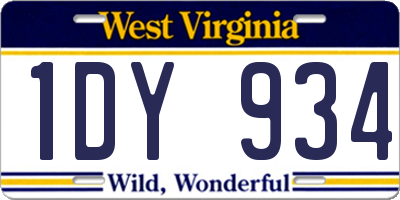 WV license plate 1DY934