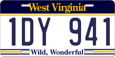 WV license plate 1DY941