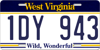 WV license plate 1DY943