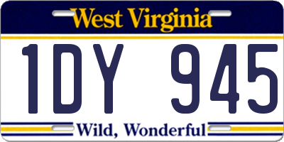 WV license plate 1DY945