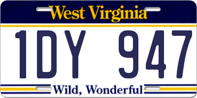 WV license plate 1DY947
