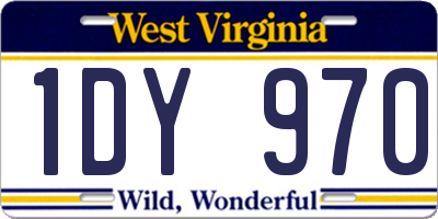 WV license plate 1DY970