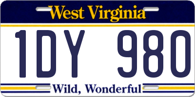 WV license plate 1DY980