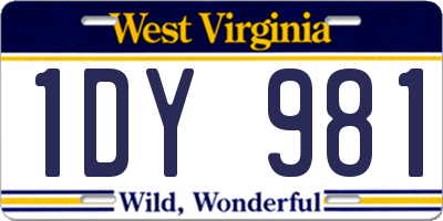 WV license plate 1DY981