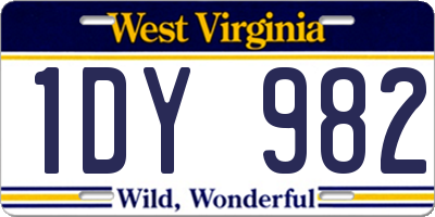 WV license plate 1DY982