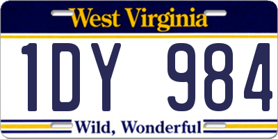 WV license plate 1DY984
