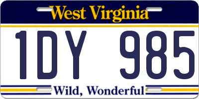 WV license plate 1DY985