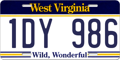 WV license plate 1DY986