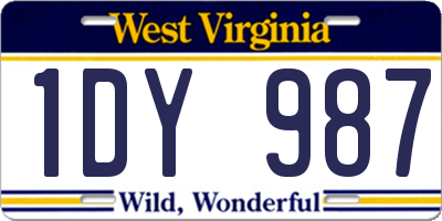 WV license plate 1DY987