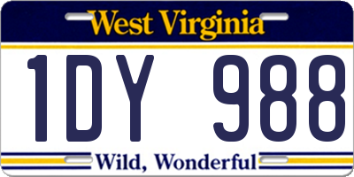 WV license plate 1DY988
