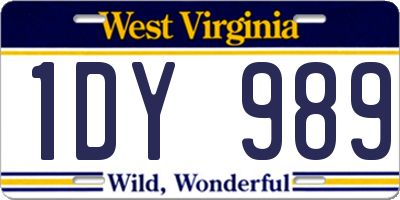 WV license plate 1DY989